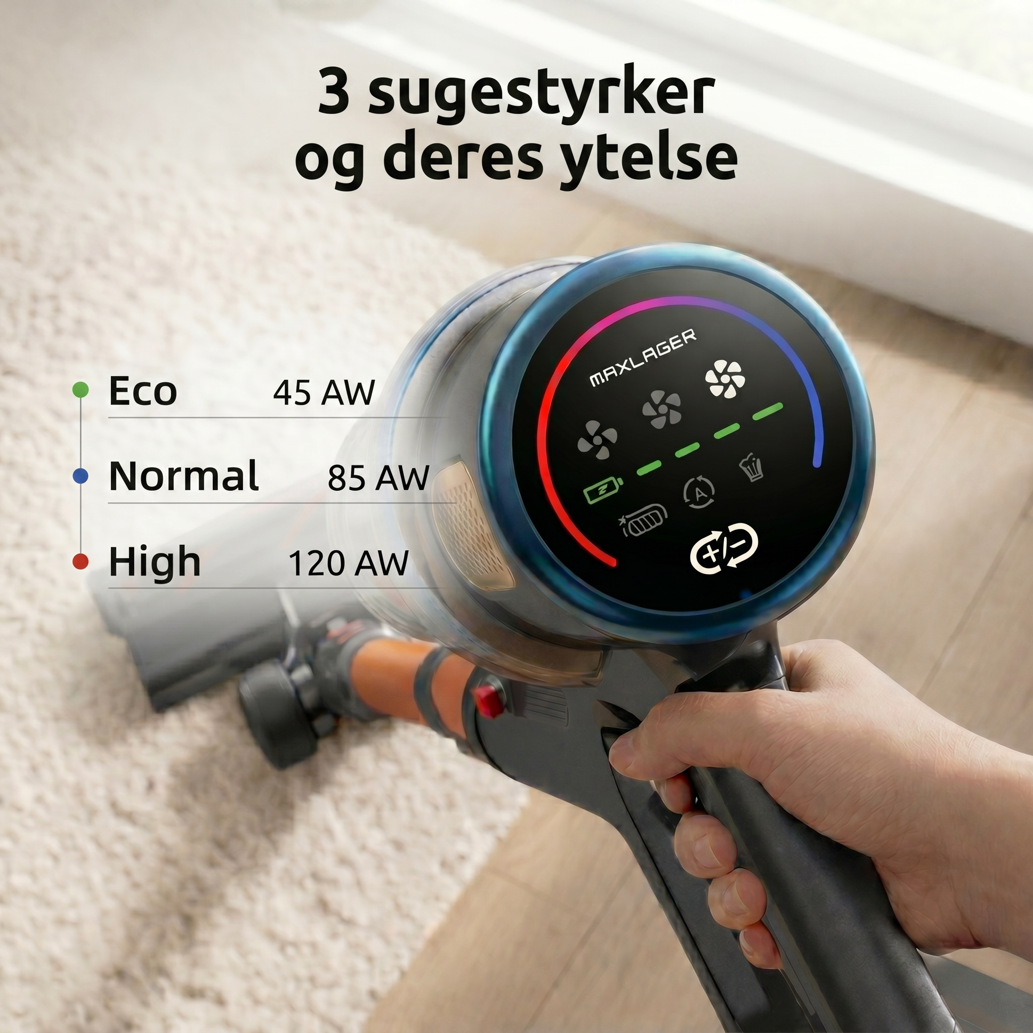 Maxlager P20 ledningsfri støvsuger - 120 AW - 1,67 kg - skaftstøvsuger