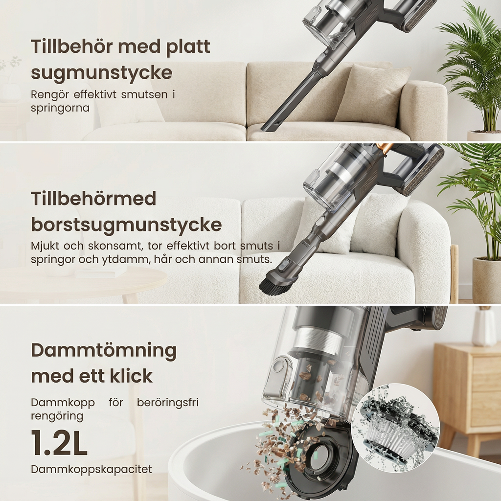 Maxlager V22 - 650W – 55 kPa Avansert Ledningsfri Støvsuger - Skaftstøvsuger